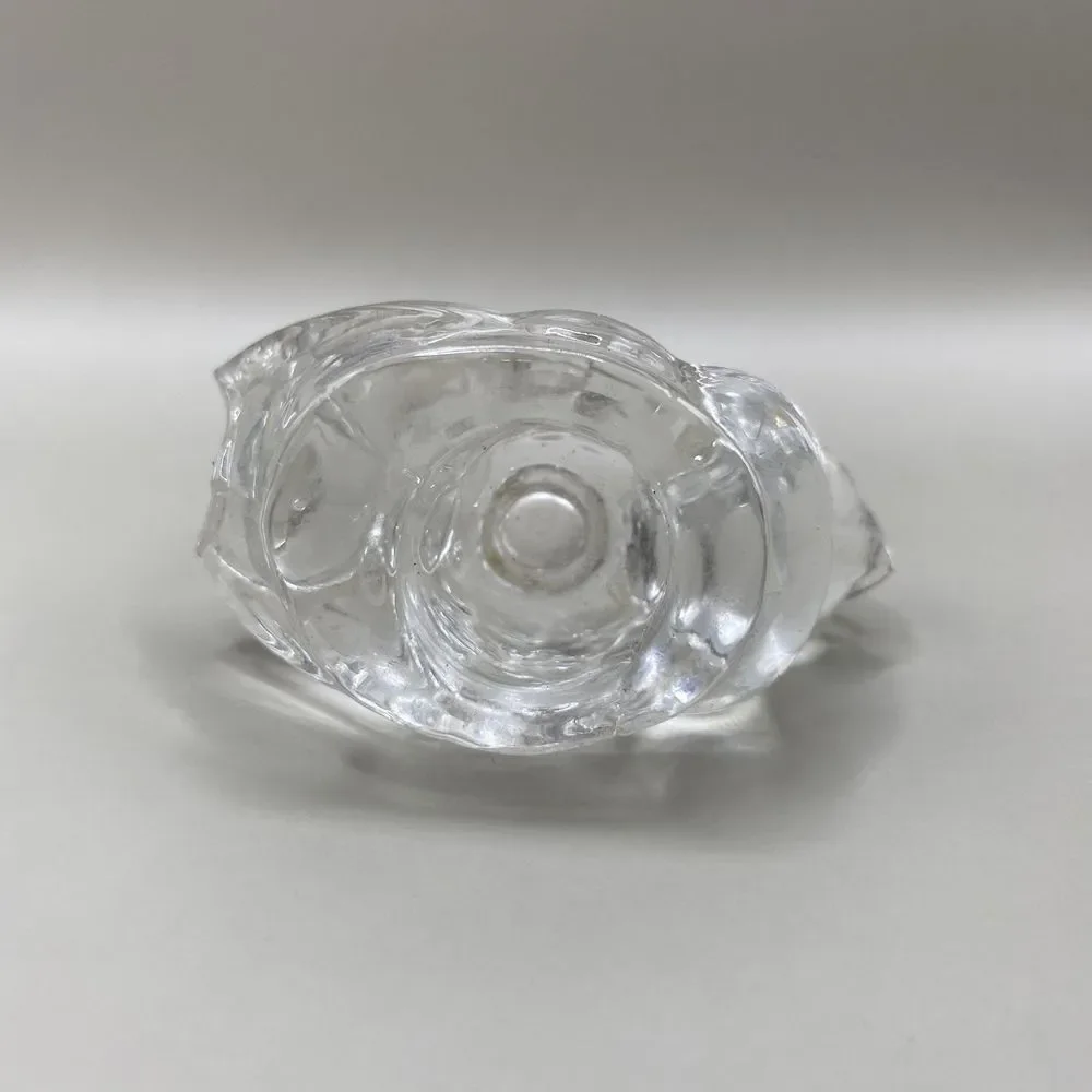 Vintage Clear Glass Bird Figurine Biederman Candle Holder Chickadee 2